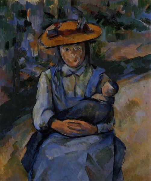 Little Girl With A Doll by Paul Cezanne Oil Painting Reproductions