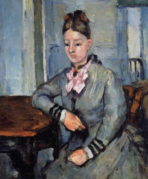 Madame Cezanne Leaning On Her Elbow by Paul Cezanne Oil Painting Reproductions