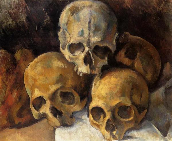 Pyramid Of Skulls by Paul Cezanne