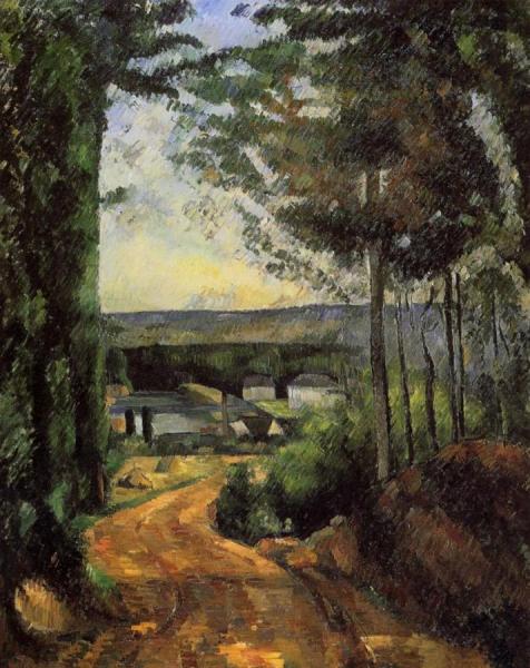 Road, Trees And Lake by Paul Cezanne Oil Painting Reproductions