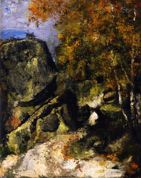 Rocks In The Forest, Fontainebleau by Paul Cezanne