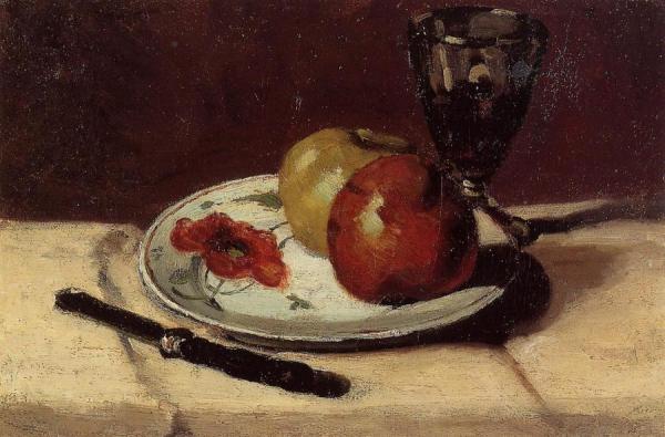 Still Life - Apples And A Glass by Paul Cezanne