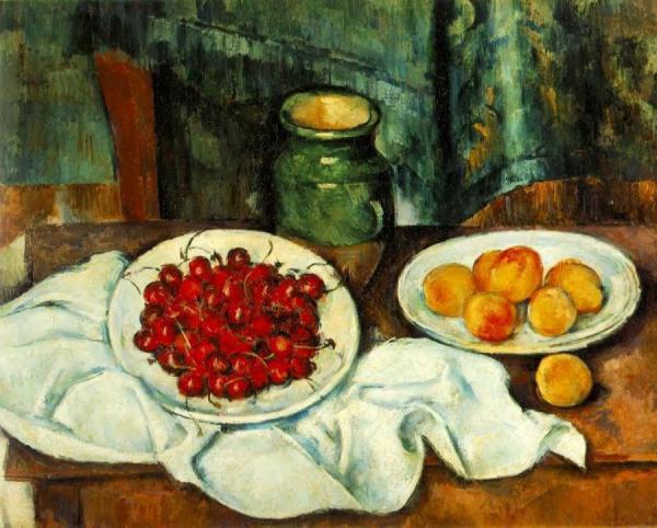 Still Life With A Plate Of Cherries by Paul Cezanne Oil Painting Reproductions