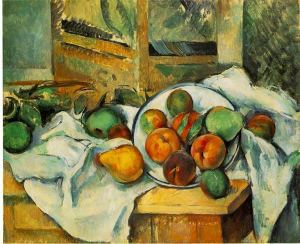 Table, Napkin And Fruit by Paul Cezanne