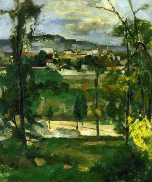 Village Behind Trees, Ile De France by Paul Cezanne Oil Painting Reproductions