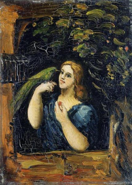 Woman With Parrot by Paul Cezanne Oil Painting Reproductions
