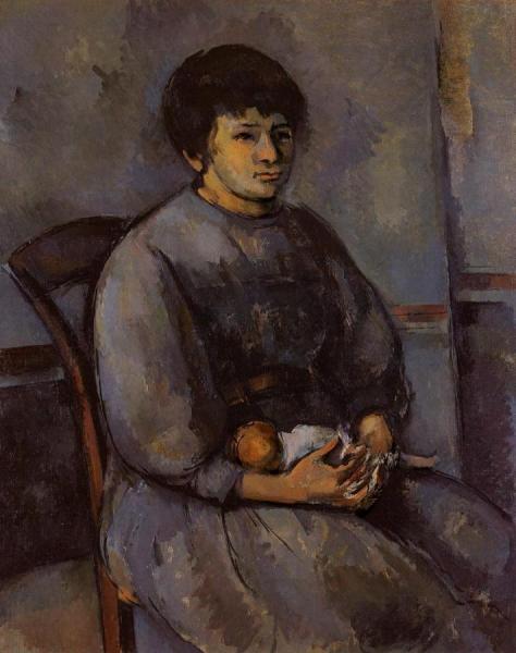 Young Girl With A Doll by Paul Cezanne