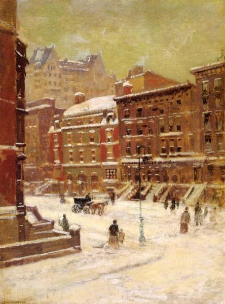 New York City View In Winter by Paul Cornoyer Oil Painting Reproductions