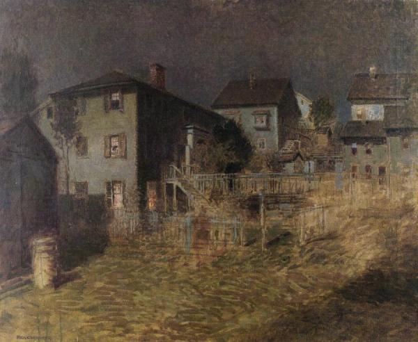 Old House, Moonlight, Gloucester, Massachusetts by Paul Cornoyer Oil Painting Reproductions