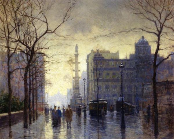 Paul Cornoyer Rainy Day, Columbus Circle