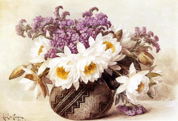 Flowers In An Indian Basket by Paul De Longpre Oil Painting Reproductions