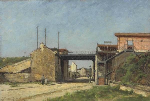 Relèvement Du Chemin De Fer De Ceinture, Station Du Bel Air Et Rue Montempoivre by Paul-desire Trouillebert
