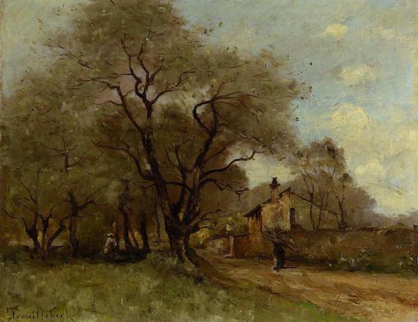 Road On The Edge Of A Village by Paul-desire Trouillebert