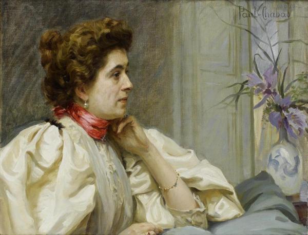 Portrait Of A Lady With A Red Scarf by Paul Emile Chabas Oil Painting Reproductions
