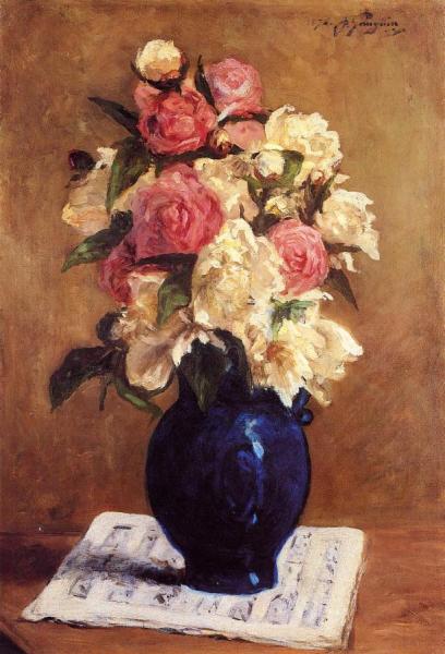 Bouquet Of Peonies On A Musical Score by Paul Gauguin