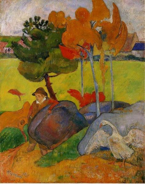 Breton Boy In A Landscape by Paul Gauguin