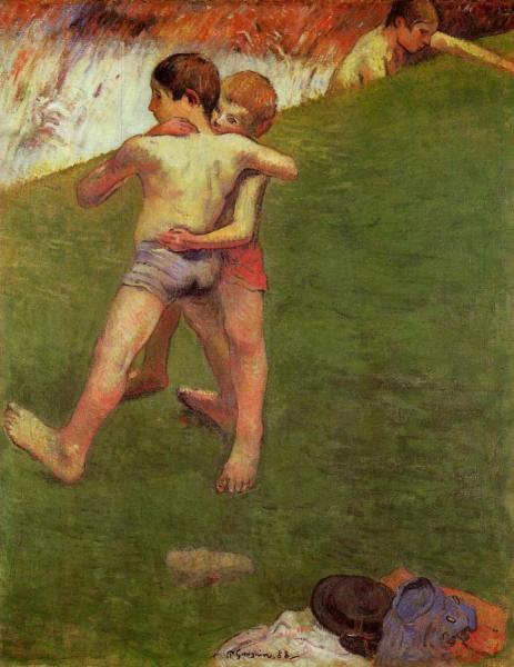 Breton Boys Wrestling by Paul Gauguin