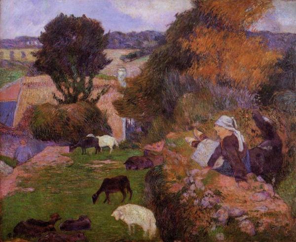 Breton  Shepherdess by Paul Gauguin