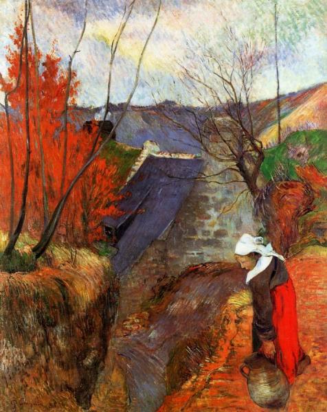 Breton Woman With Pitcher by Paul Gauguin