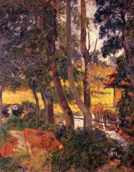 Cattle Drinking by Paul Gauguin