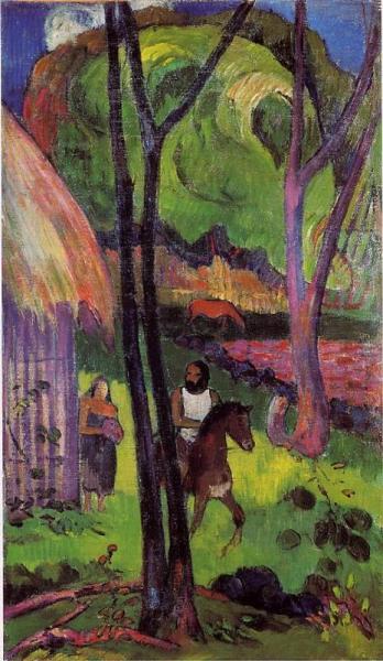 Cavalier Devant La Case by Paul Gauguin