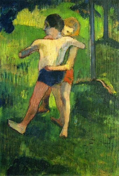 Children Wrestling by Paul Gauguin
