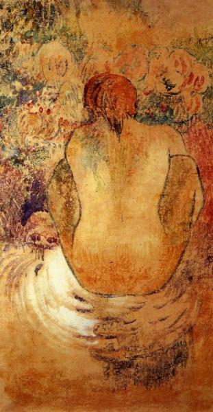Crouching Marquesan Woman See From The Back by Paul Gauguin