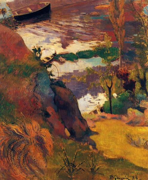 Fishermen And Bathers On The Aven by Paul Gauguin
