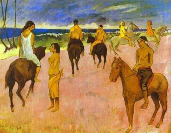 Horsemen On The Beach by Paul Gauguin