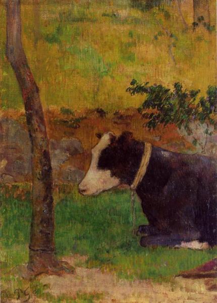 Kneeling Cow by Paul Gauguin