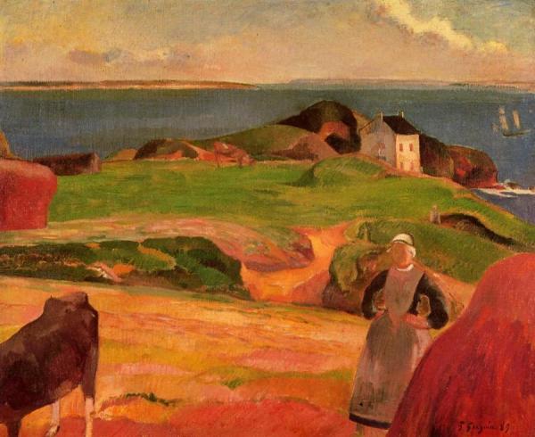 Landscape At Le Pouldu - The Isolated House by Paul Gauguin