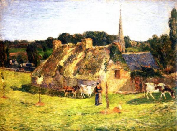 Lollichon Field And Pont-aven Church by Paul Gauguin