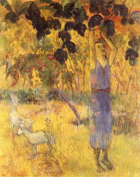 Man Picking Fruit From A Tree by Paul Gauguin