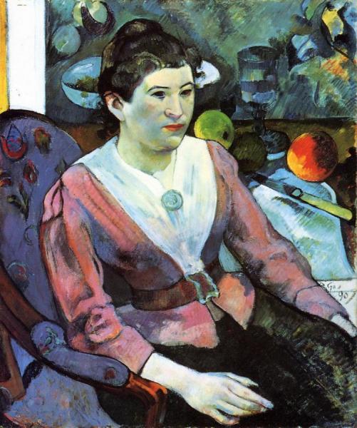Portrait Of A Woman With Cezanne Still Life by Paul Gauguin