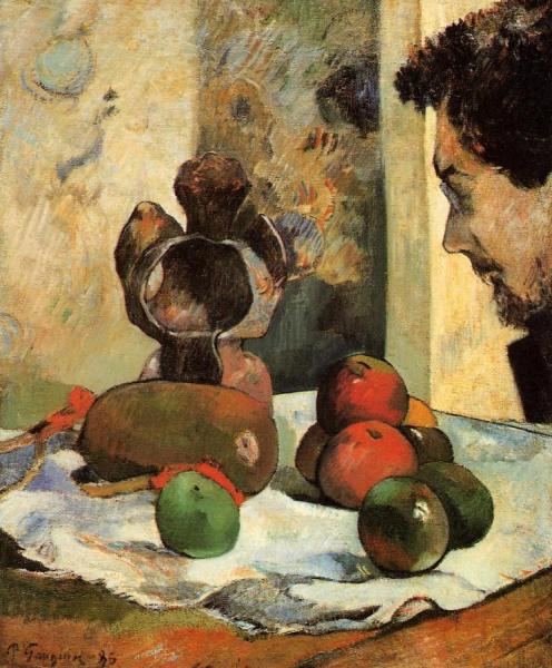 Still Life With Profile Of Laval by Paul Gauguin