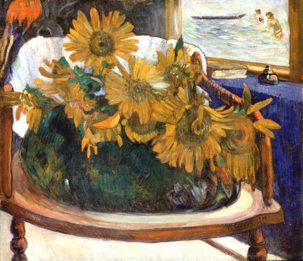 Still Life With Sunflowers On An Armchair by Paul Gauguin