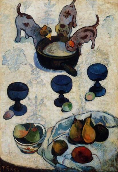 Still Life With Three Puppies by Paul Gauguin