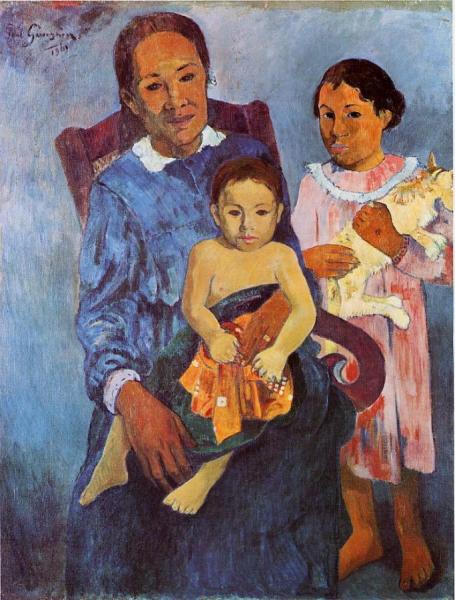 Tahitian Woman And Two Children by Paul Gauguin Oil Painting Reproductions