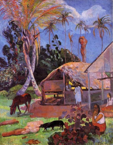 The Black Pigs by Paul Gauguin