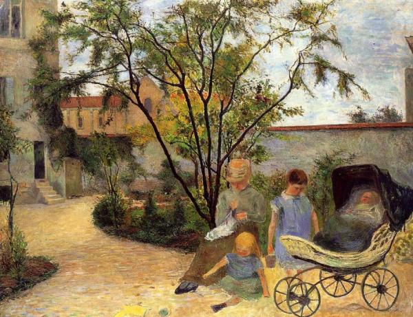 The Family In The Garden, Rue Carcel by Paul Gauguin