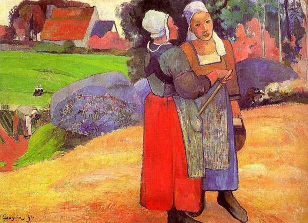 Two Breton Peasants On The Road by Paul Gauguin