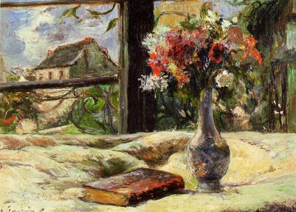 Vase Of Flowers And Window by Paul Gauguin