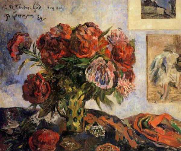 Vase Of Peonies I by Paul Gauguin