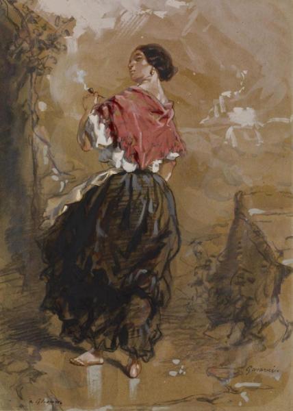Paul Gavarni Peasant Girl Smoking,1849