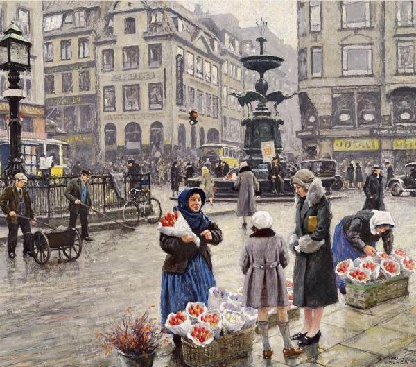 A Bunch Of Red Tulips by Paul Gustave Fischer