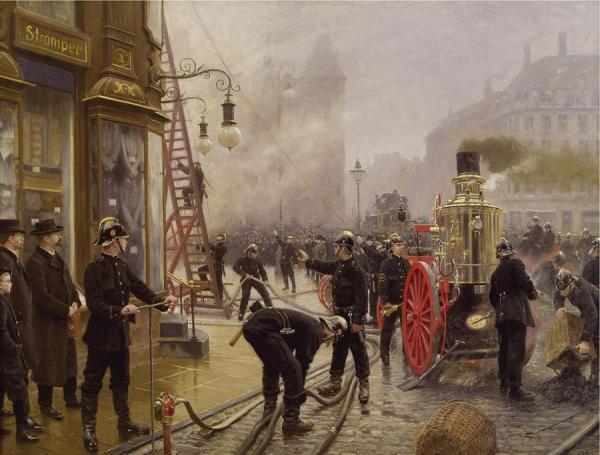 A Fire On Kultorvet by Paul Gustave Fischer