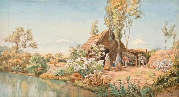 A Landscape With Mountain Lakes by Paul Gustave Fischer