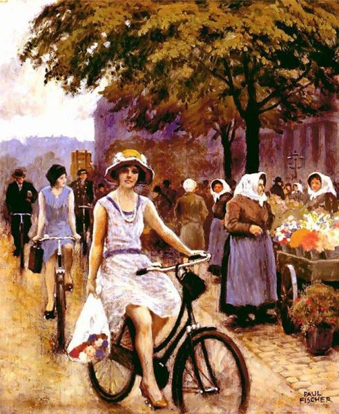 Bicycling Girl by Paul Gustave Fischer