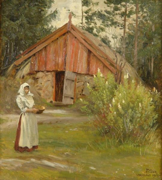 Farmyard by Paul Gustave Fischer