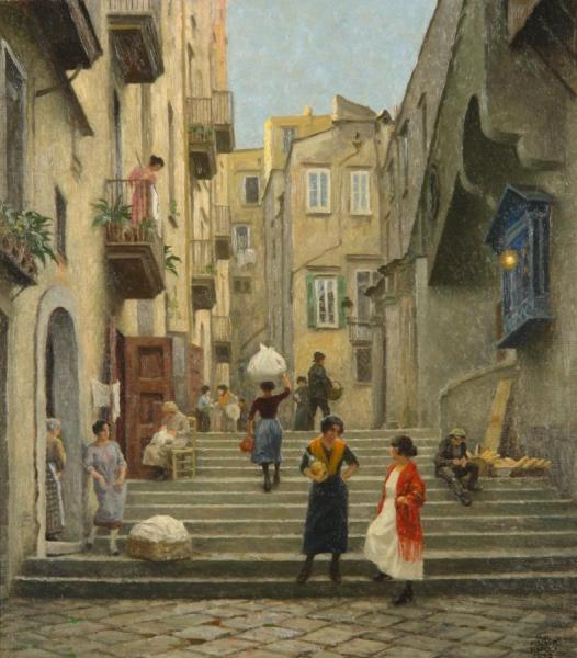 Naples Street Scene by Paul Gustave Fischer